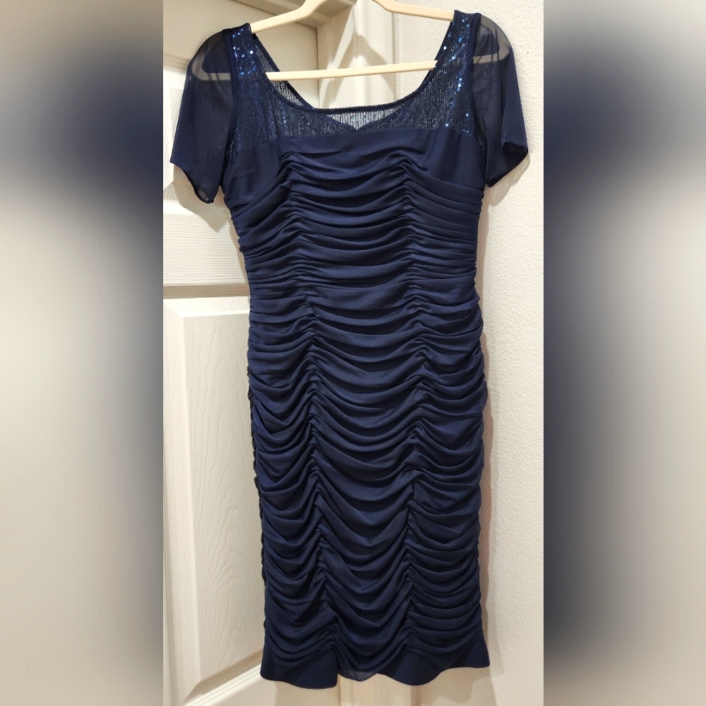 Victor Costa Navy Dress with Sequins
